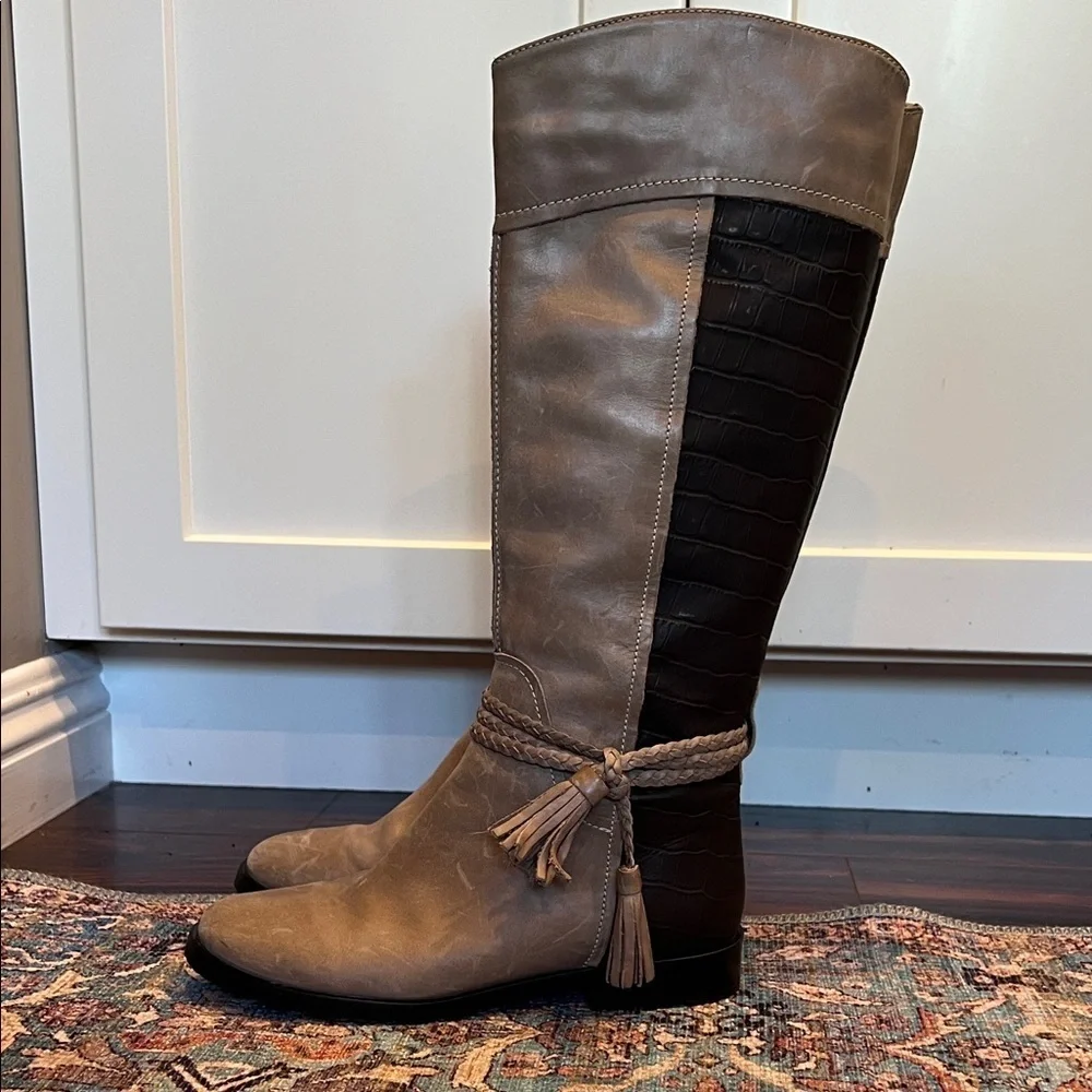 Fabianelli Tan Brown Italian Leather Boots Knee-high Boots Size EU37